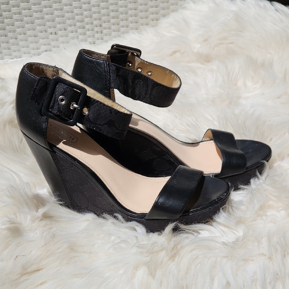 Coach Black Wedge Shoes with Sophisticated Design - Picture 1 of 6